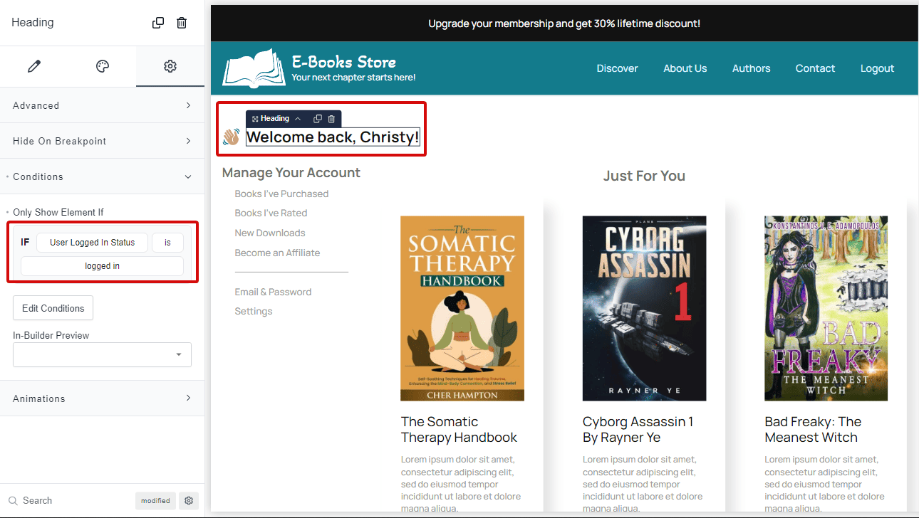 add condition based on logged in status
