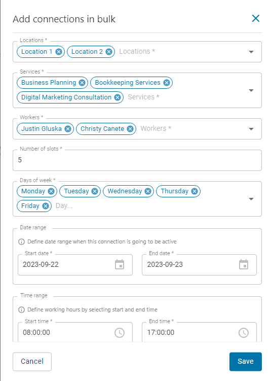 add connections in booking plugin