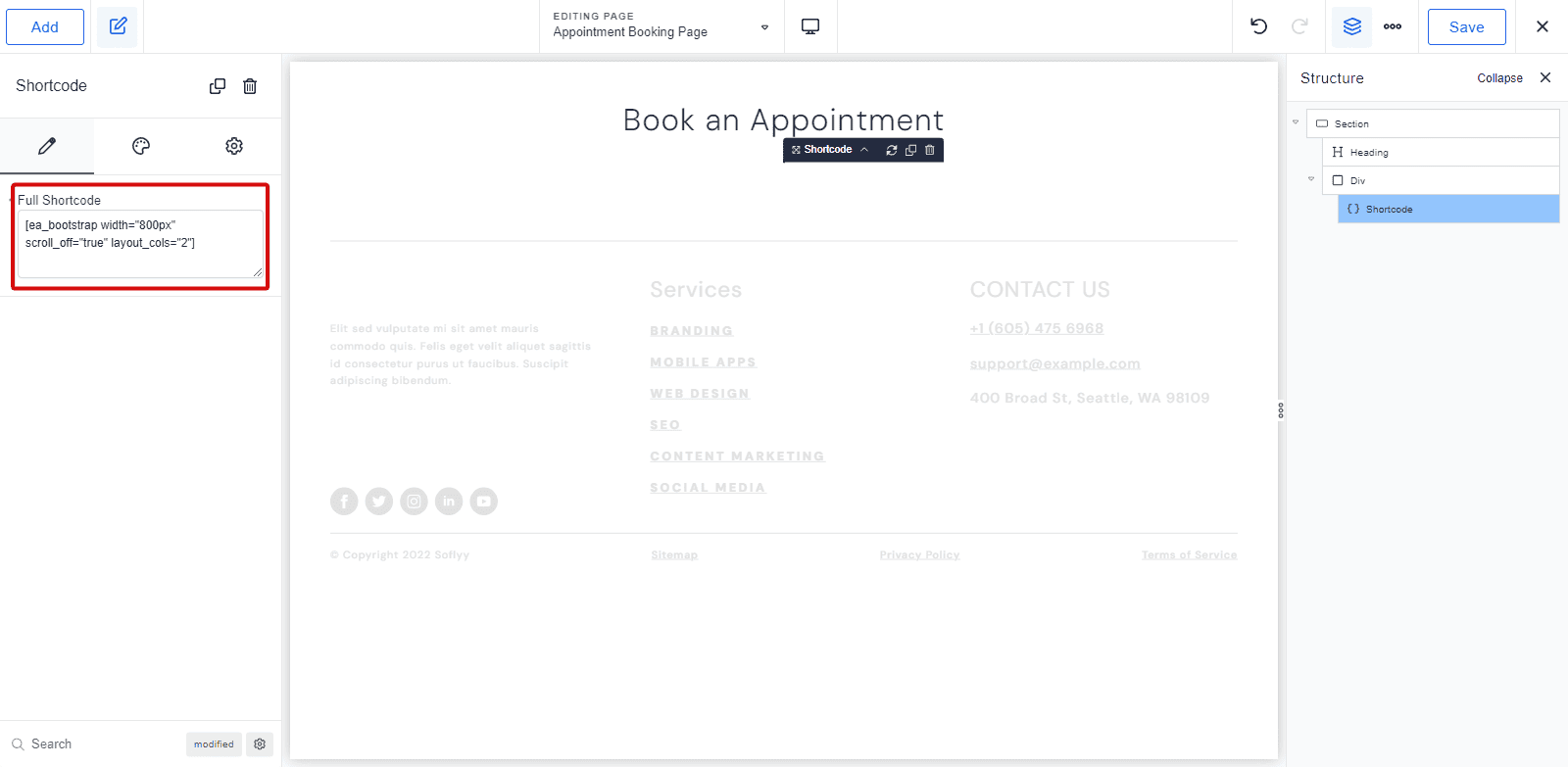 use shortcode to display booking plugin
