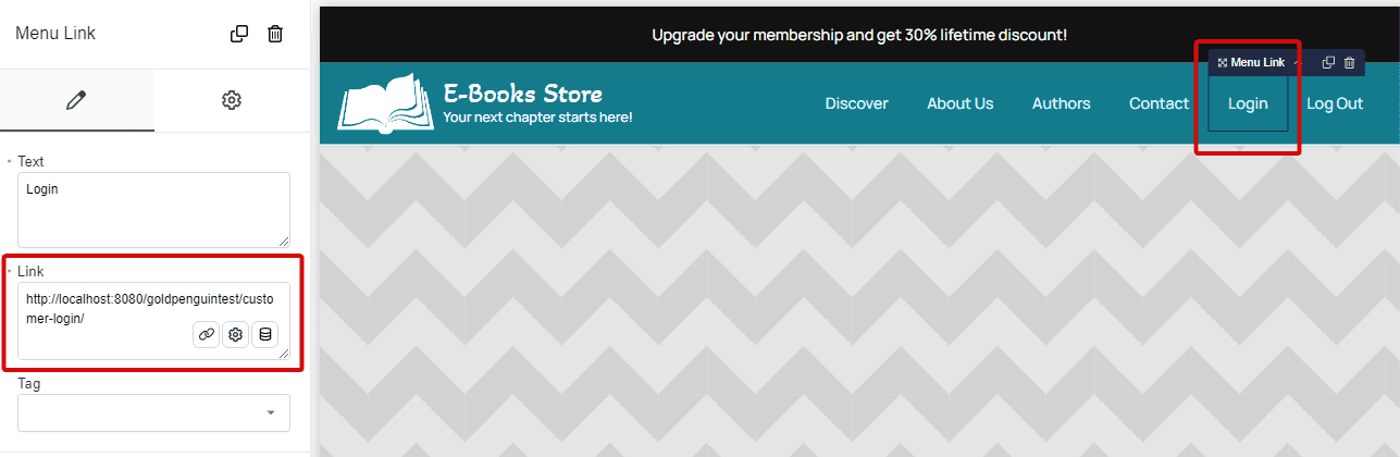 add URL to login text 