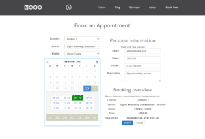 easy appointments booking page