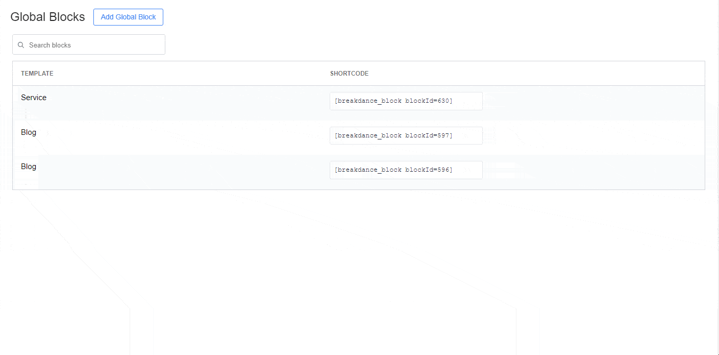 create global block template in Breakdance