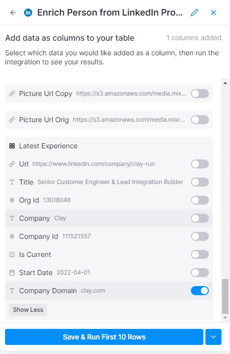 find company domain using Clay