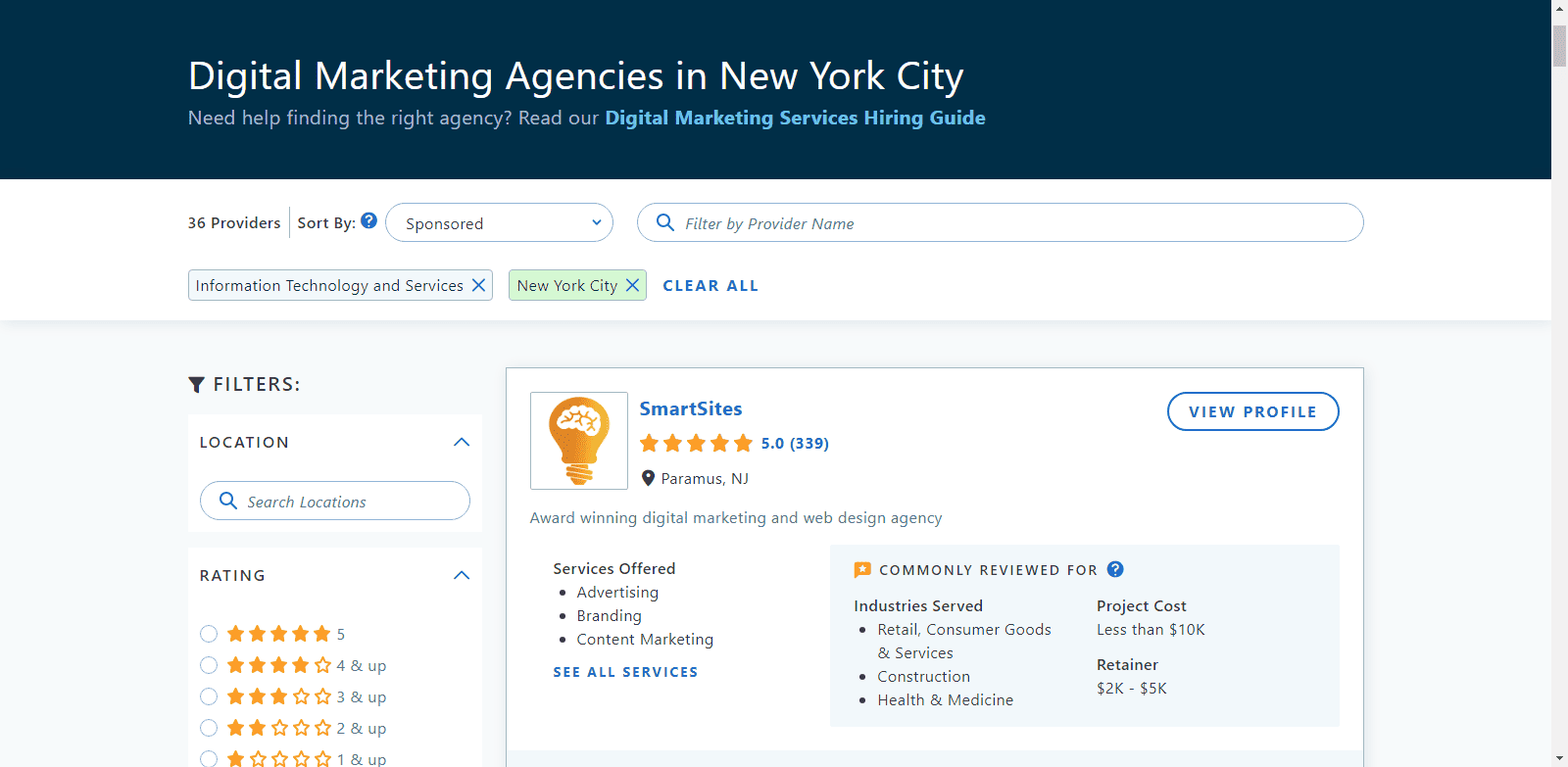 find digital marketing agencies in Capterra