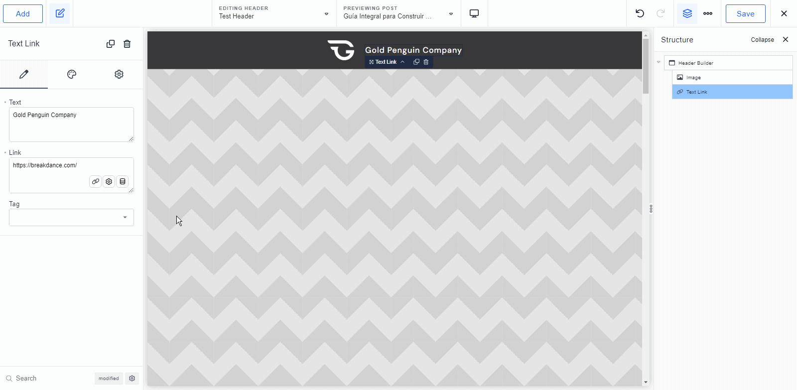 add style to Breakdance header