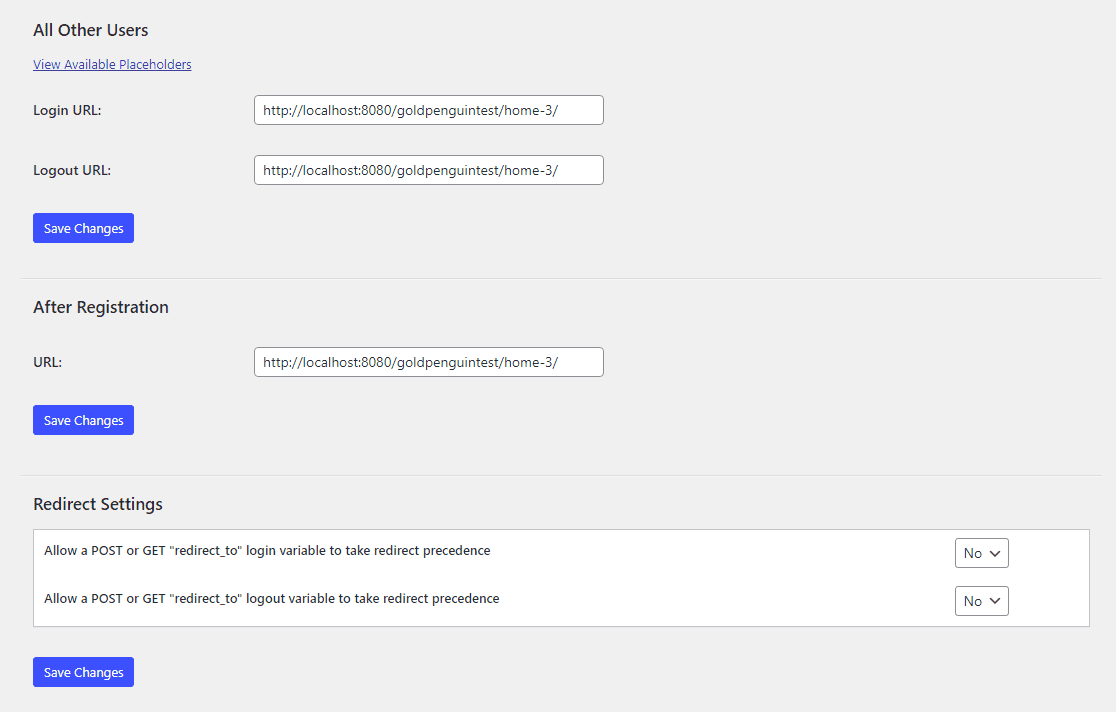 LoginWP login logout URLs