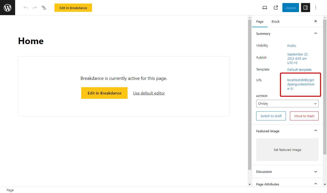 copy WordPress page URL