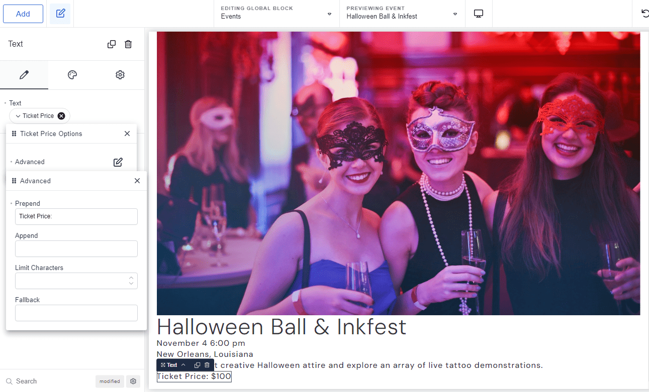 create global block template in Breakdance