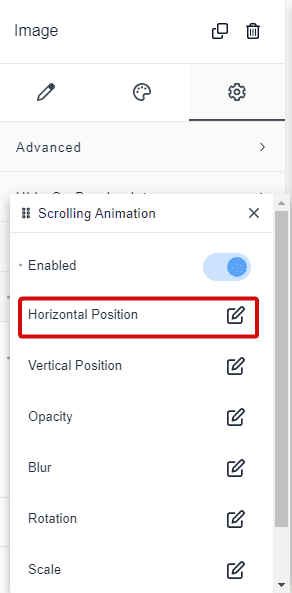 enable Breakdance horizontal scroll