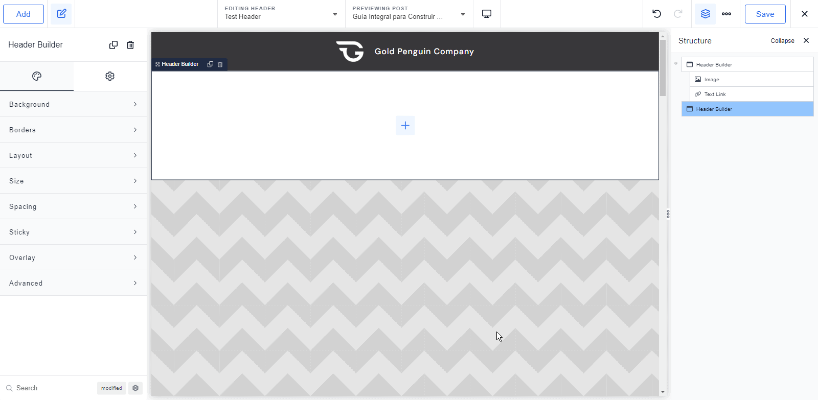add Breakdance header builder