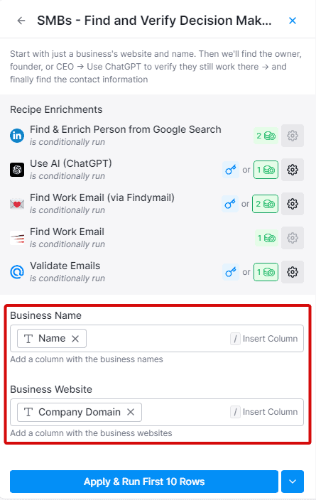 Clay enrichment recipe settings