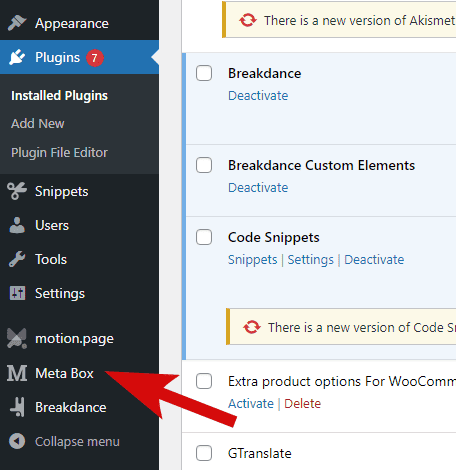 Meta Box plugin