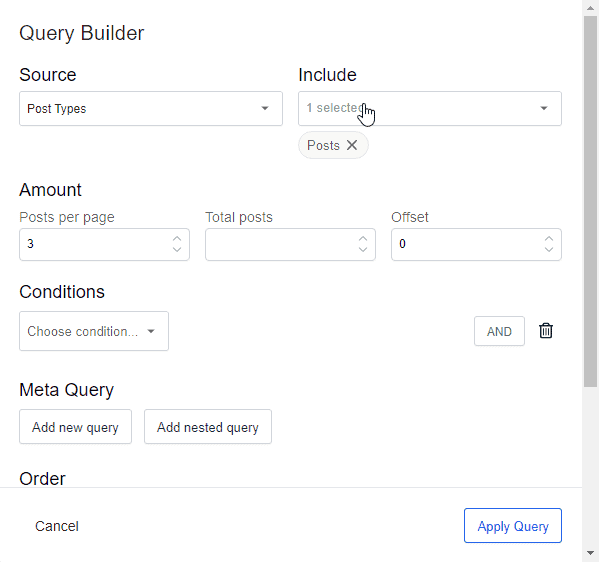post loop builder query