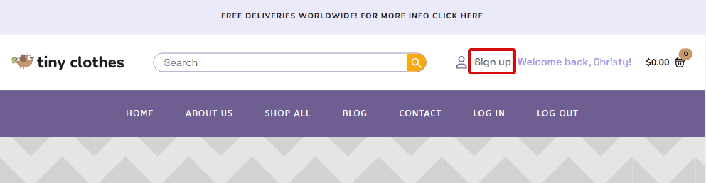 create Breakdance sign up link