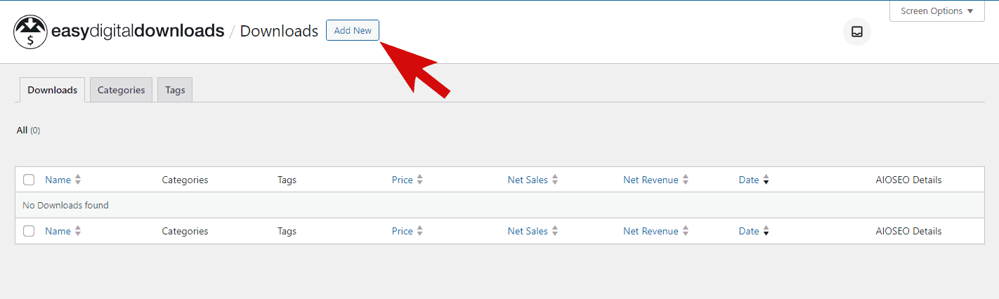 add new product via Easy Digital Downloads