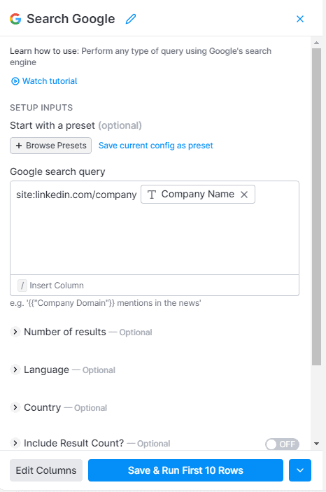 enter Google search query