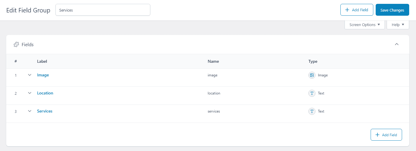 create ACF field group