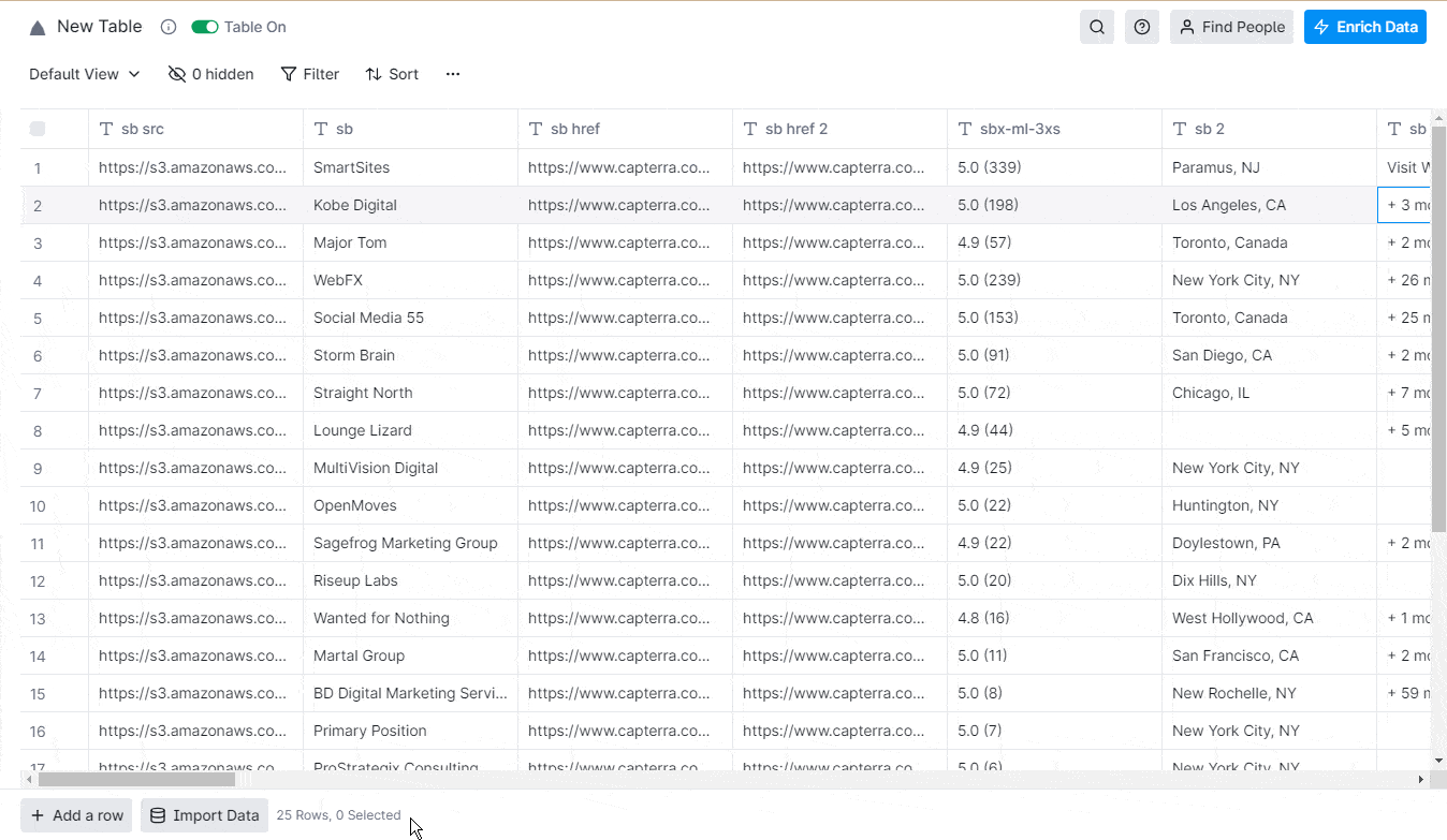 import Capterra data to Clay table