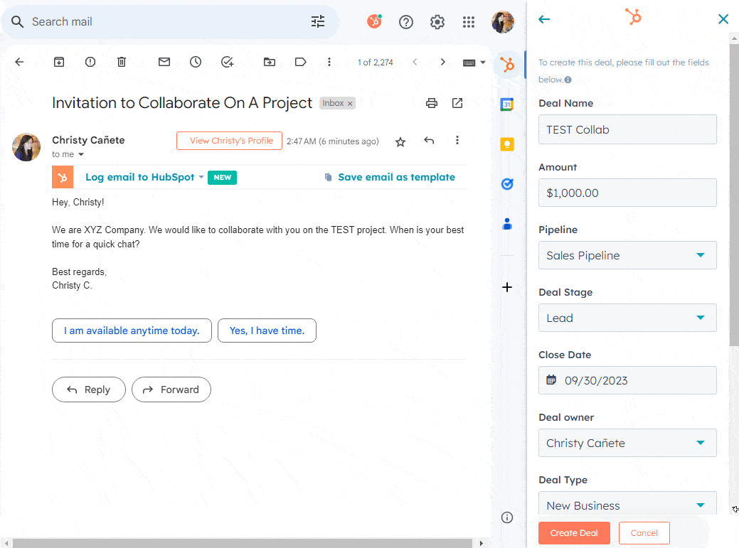 add warm lead to HubSpot