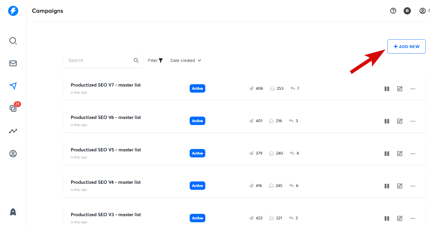 add new campaign on Instantly