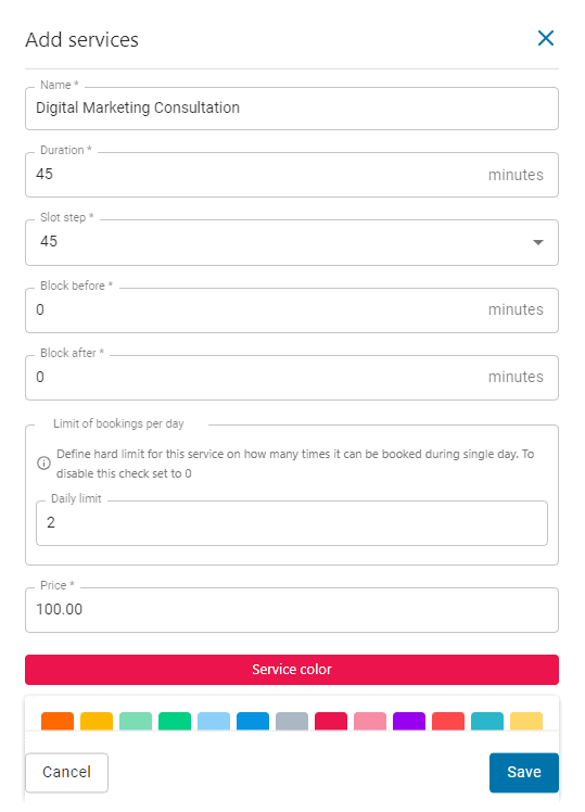 add services in booking plugin