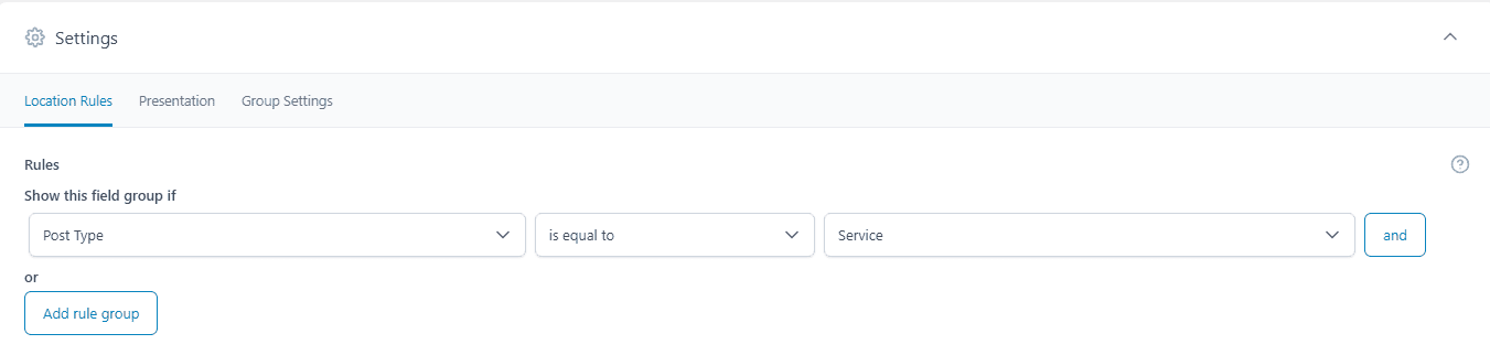 set ACF location rules