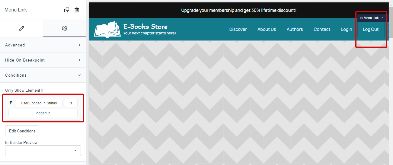 add condition based on logged in status