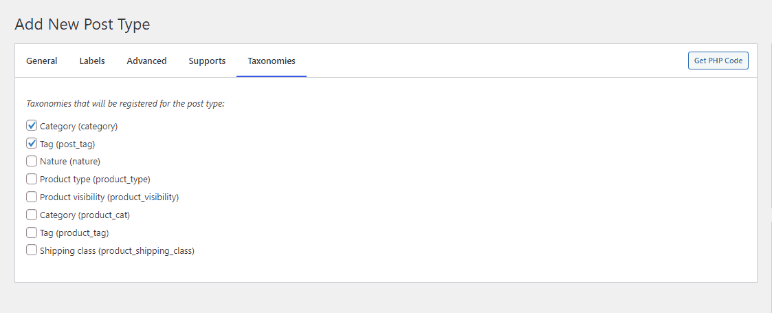 custom post type settings in Meta Box