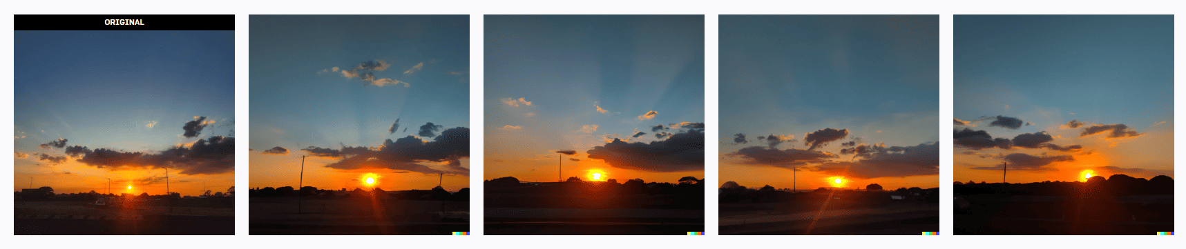 DALL-E 2 Generated Image: Variations of a real-life image of a highway during sunset