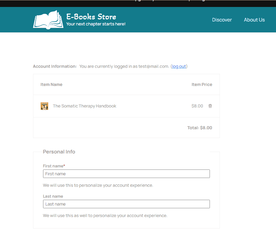 EDD checkout page