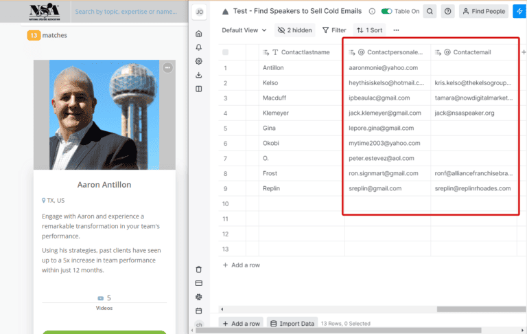 sell cold email services to speakers