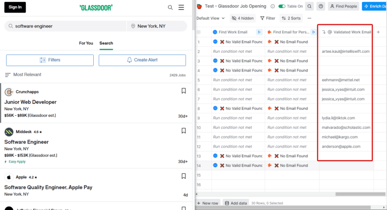 find open jobs in Glassdoor