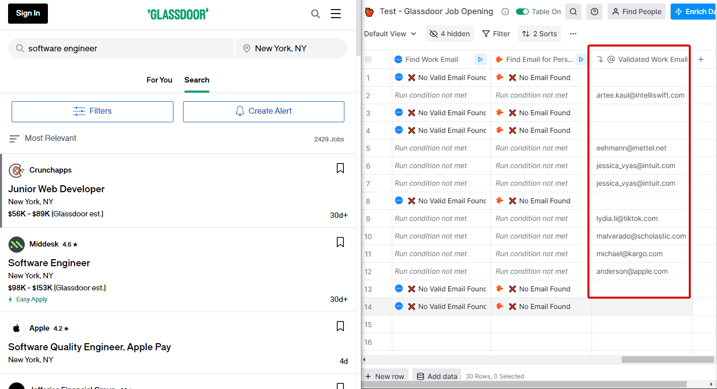 find open jobs in Glassdoor