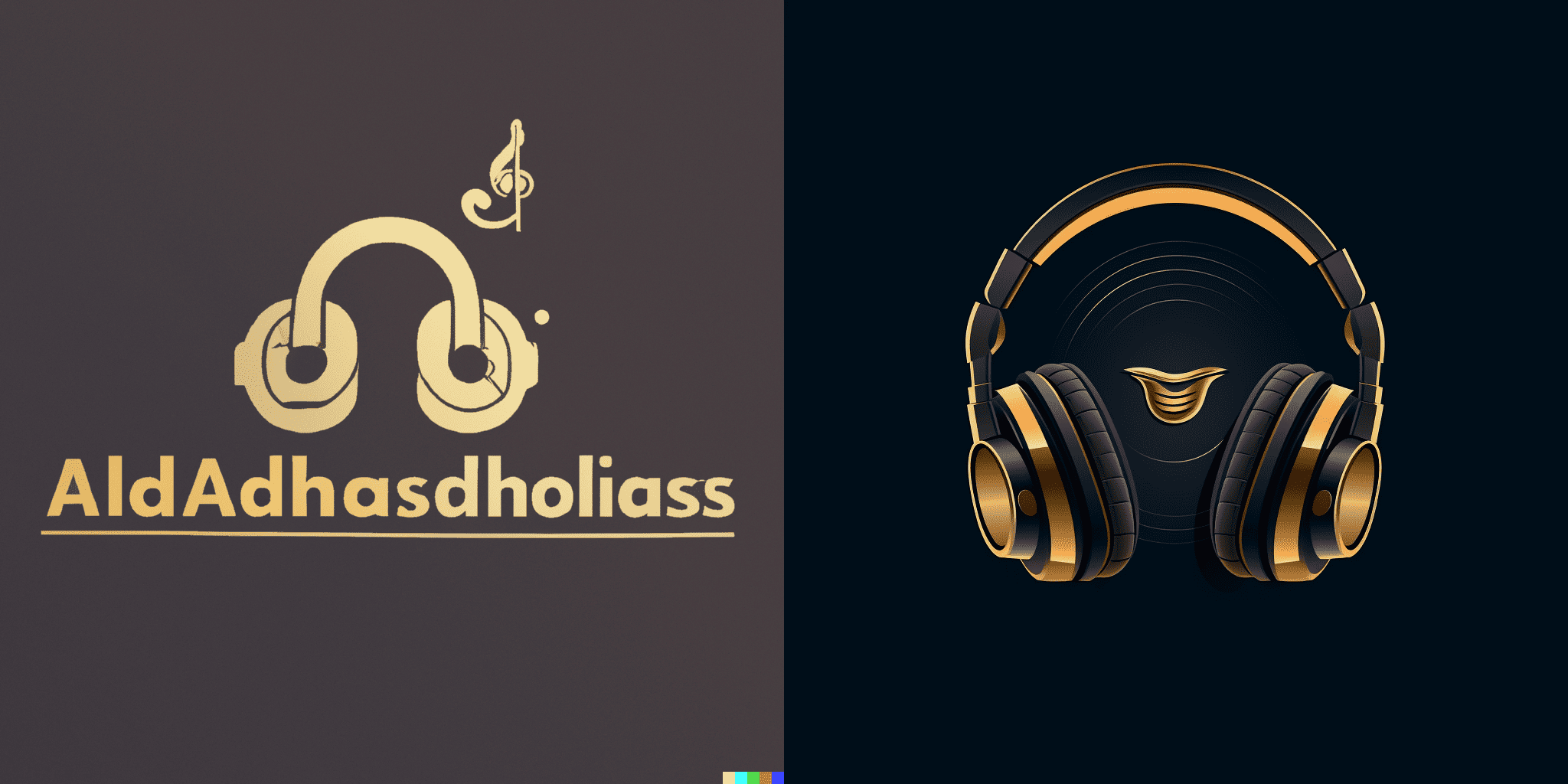 DALL-E 2 vs. Midjourney: Generated image comparison of a logo for a social media site for audiophiles.