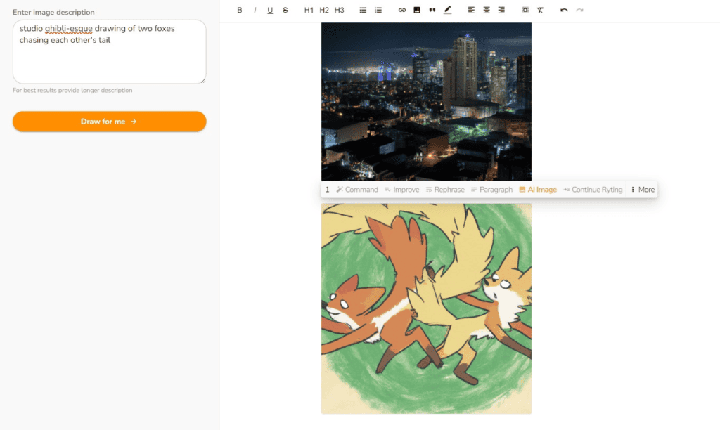 Rytr Feature: Image Generation of Foxes Chasing Each Other's Tails