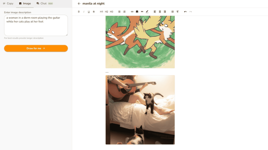 Rytr Feature: Image Generation of a Woman and Her Cat