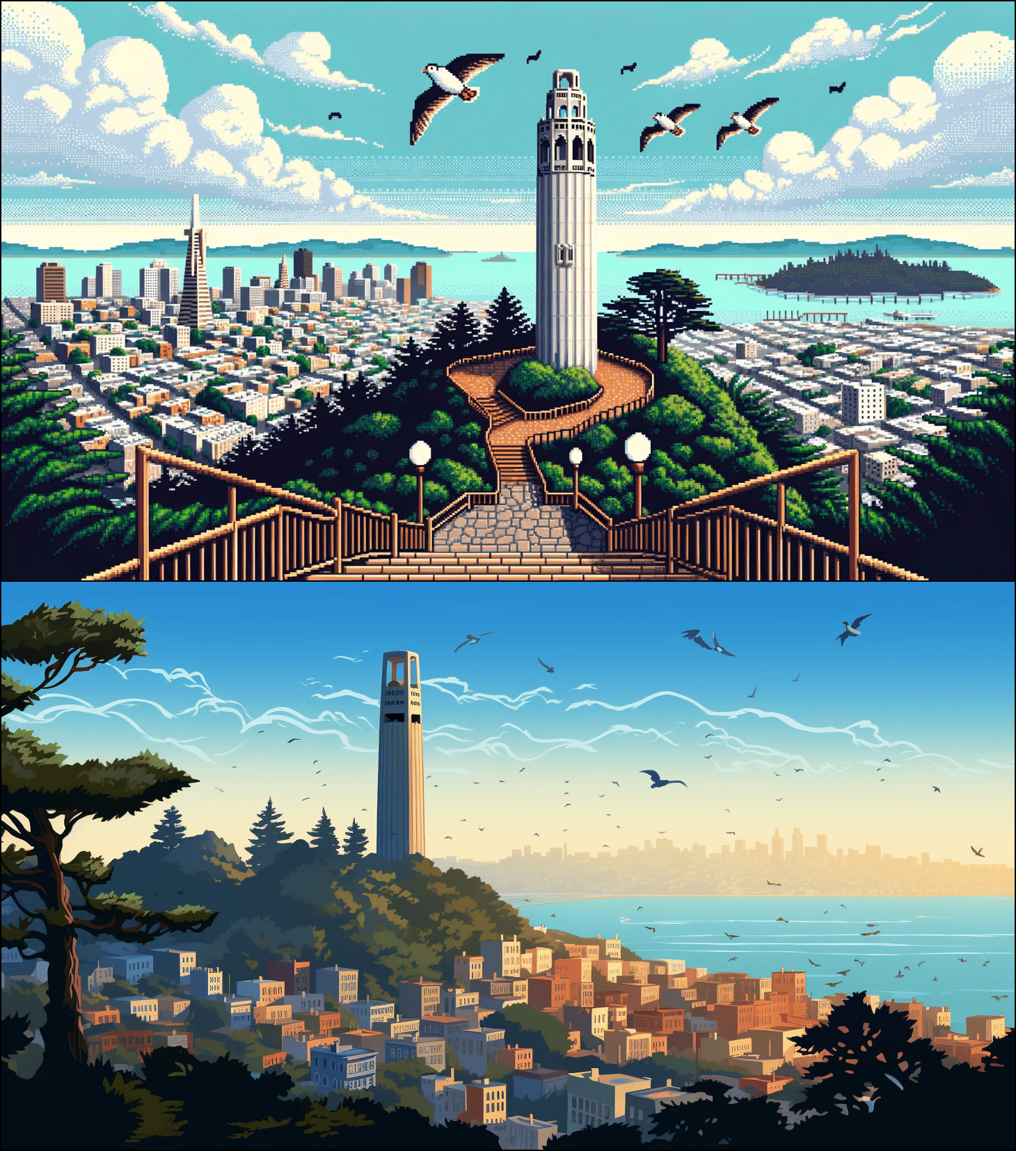 DALL-E 3 vs. Midjourney: Pixel Art