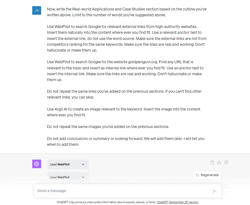 generate article with links using ChatGPT