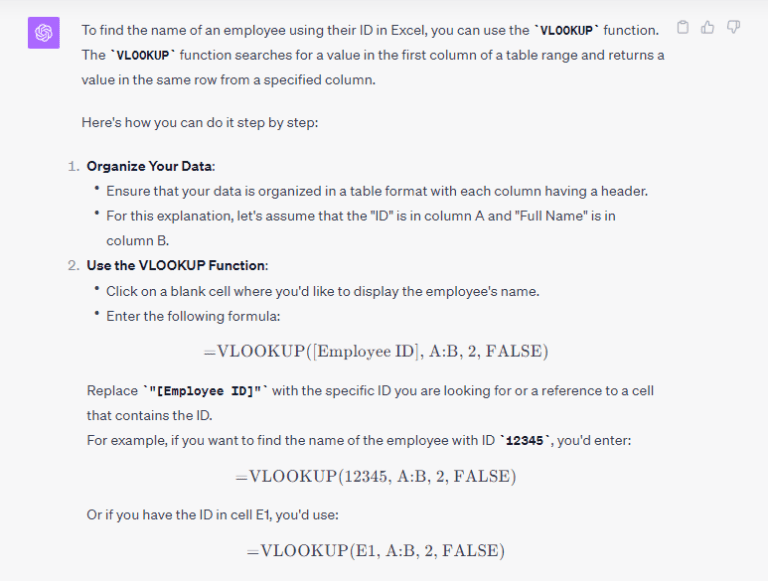 using ChatGPT to write Excel formulas