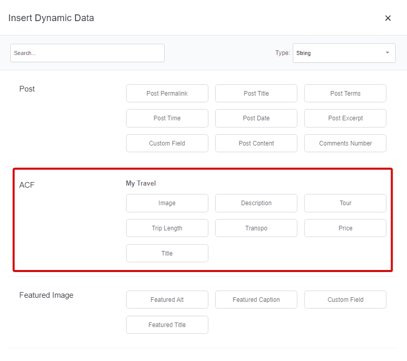insert dynamic data in Breakdance
