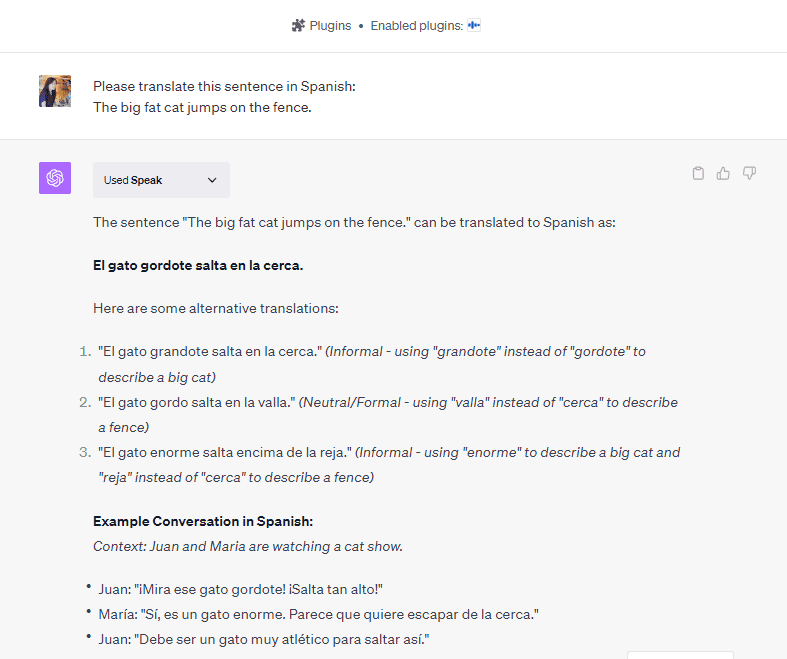 Speak ChatGPT plugin