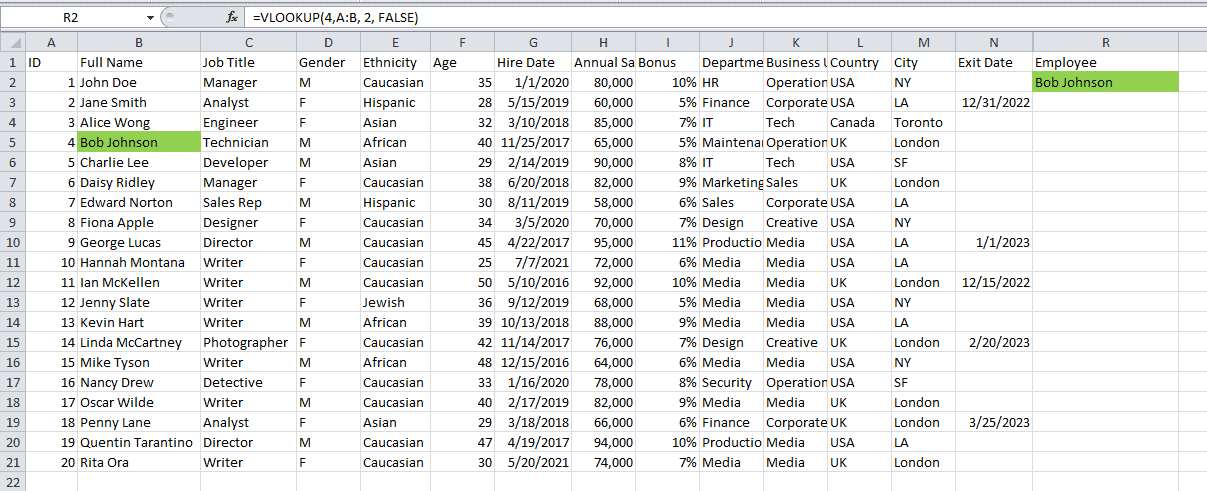 Excel VLOOKUP formula