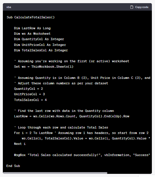generate VBA macro using ChatGPT