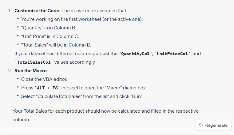 generate VBA macro using ChatGPT