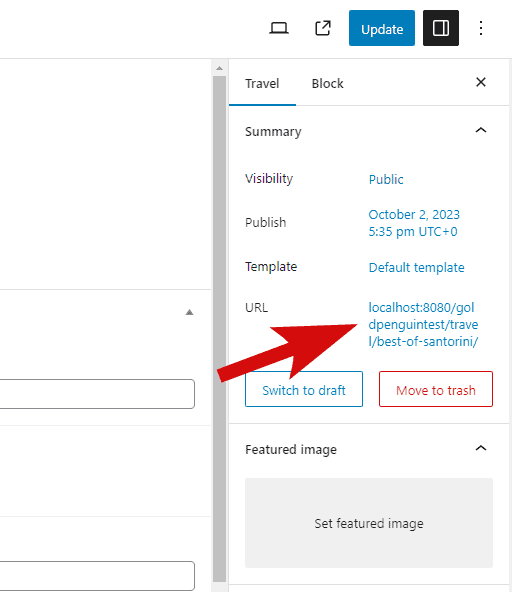 how to find WordPress page link