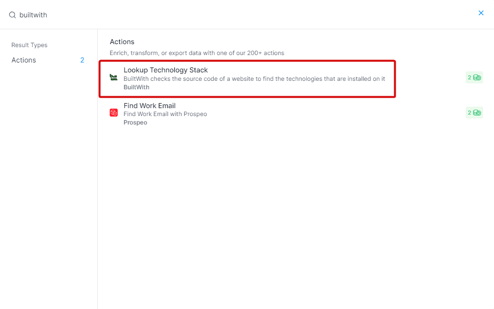 use BuiltWith integration on Clay