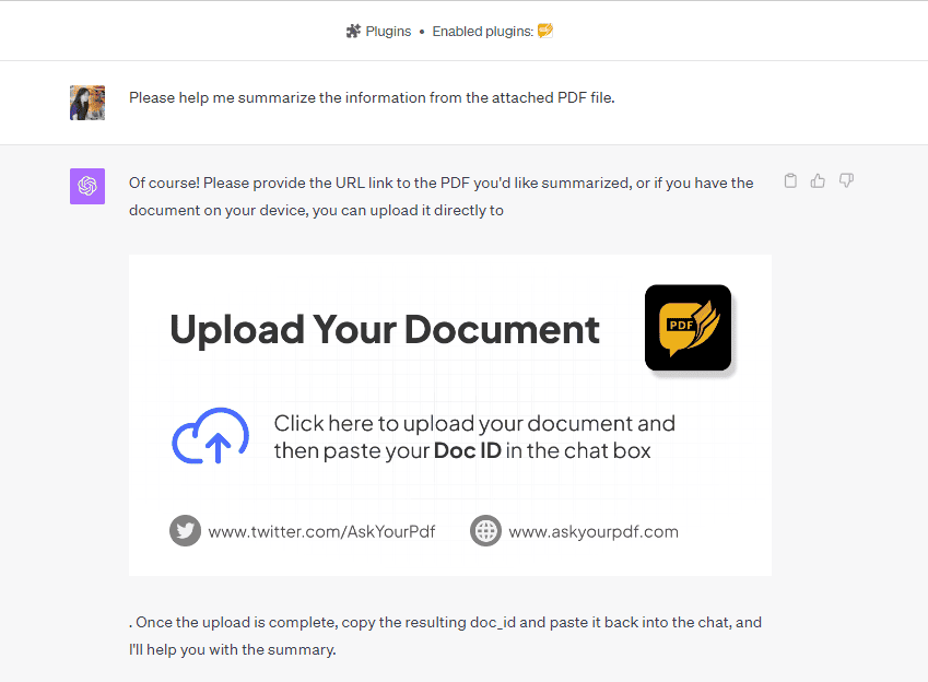 Ask Your PDF ChatGPT plugin