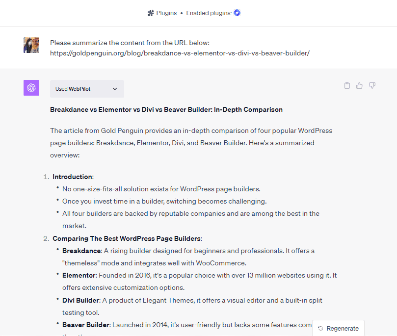 WebPilot ChatGPT plugin