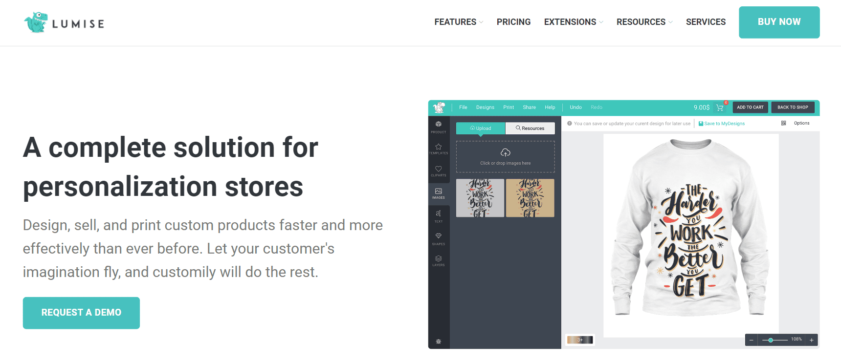 Lumise Landing Page