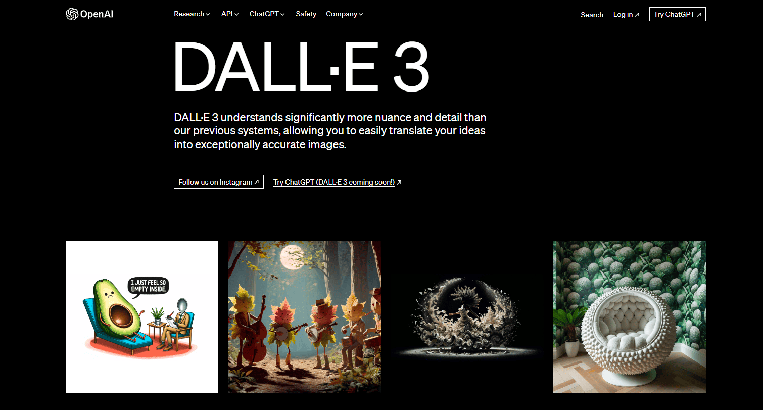 DALL-E 3 Landing Page